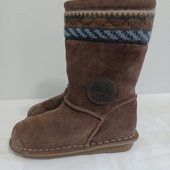 Clarks  Toddler Girls Brown boots suede leather size 8F  side zipper - Picture 8 of 8